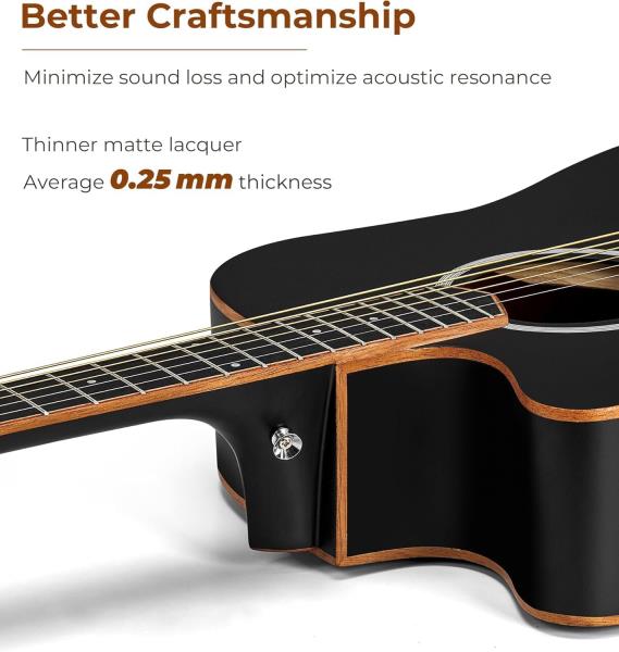 Vangoa Left Handed Guitar, Full Size Cutaway Left Handed Acoustic Guitar Kit for Adult Beginner 41 Inch Lefty Acustica Guitarra Set, Black Retail $149.00