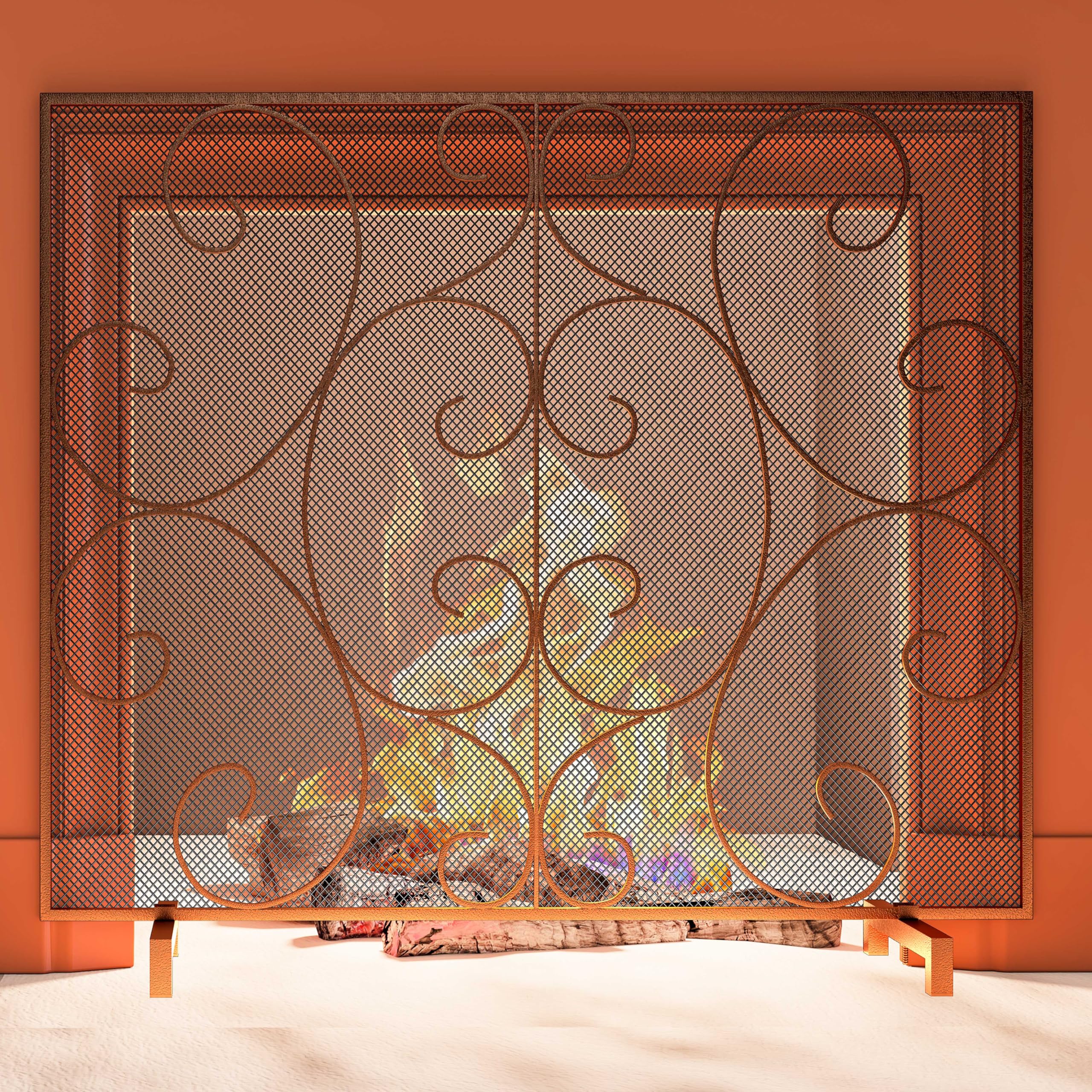 Open-Box New Kingson Decorative Single Panel Antique Bronze Fireplace Screen Retail $69.99