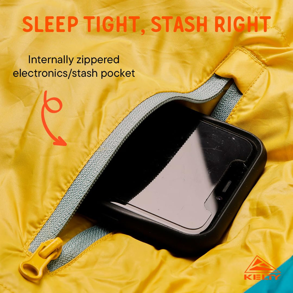 Open-Box New Kelty Cosmic 20 Degree 550 Down Fill Womens 3-Season Sleeping Bag - Deep Lake Teal