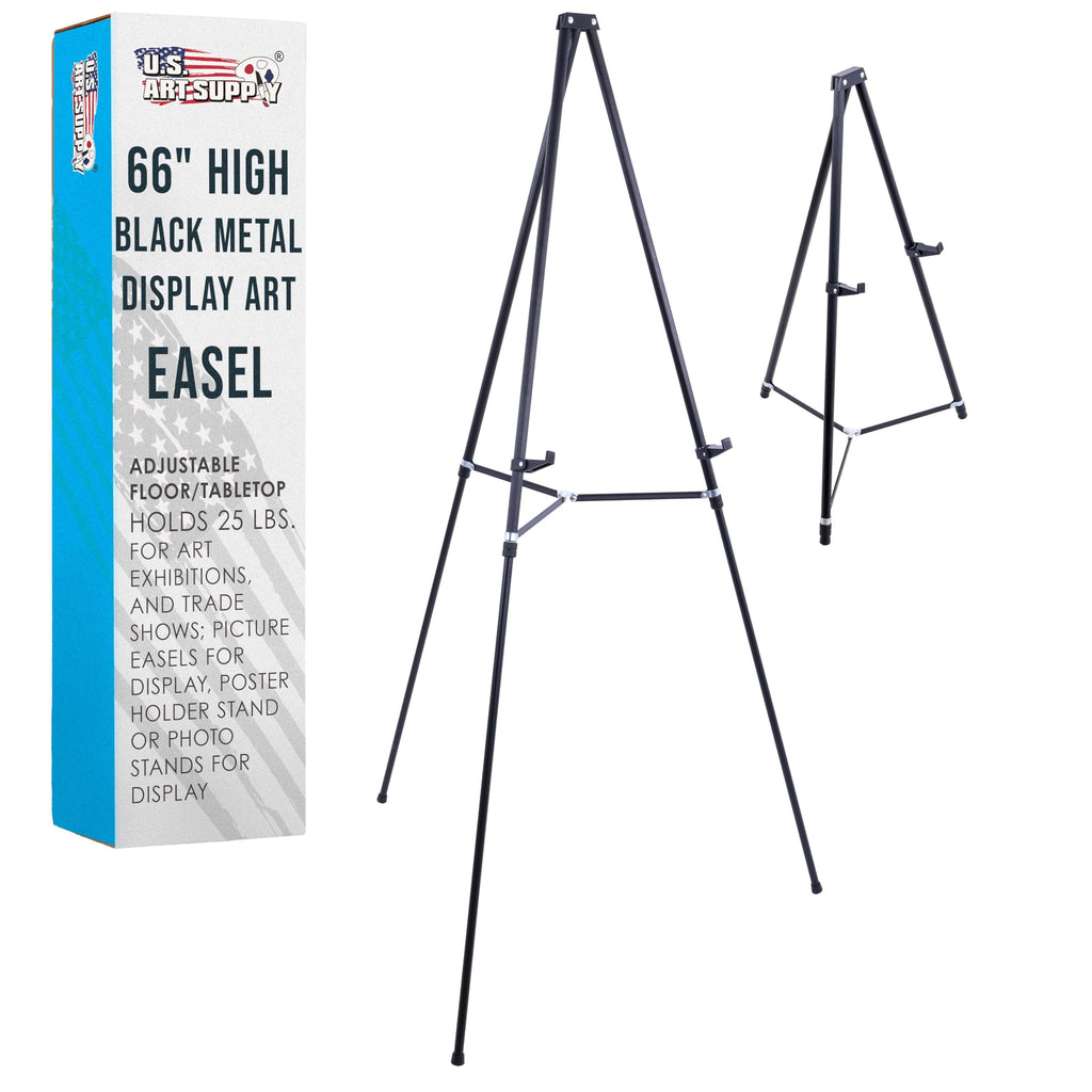 New As-Is U.S. Art Supply 66 Black Metal Adjustable Portable Art Easel Holds 25 lbs Retail $33.00