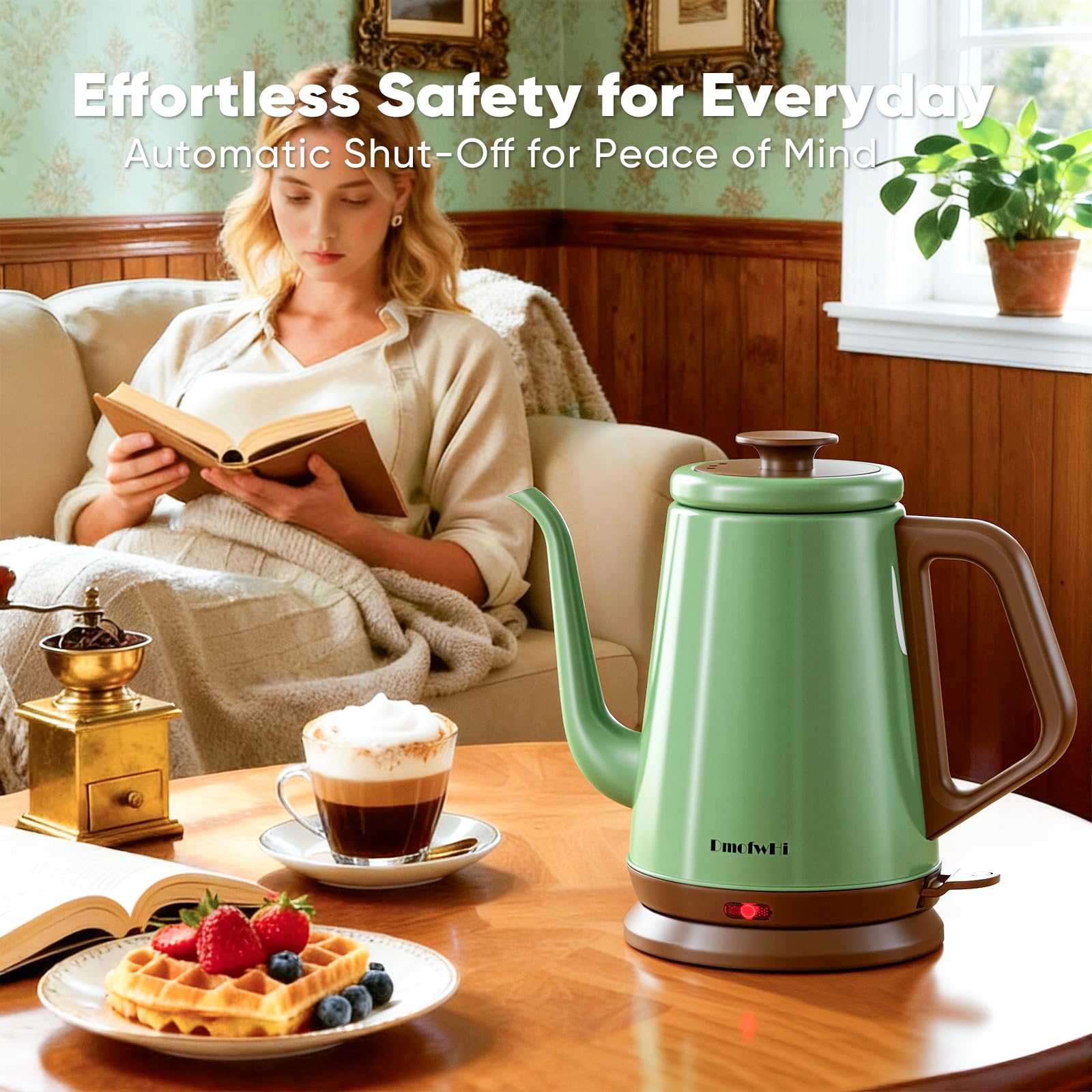 Gooseneck Electric Kettle 1.0L 100 Stainless Steel Green - $28.50 Retail $38.00