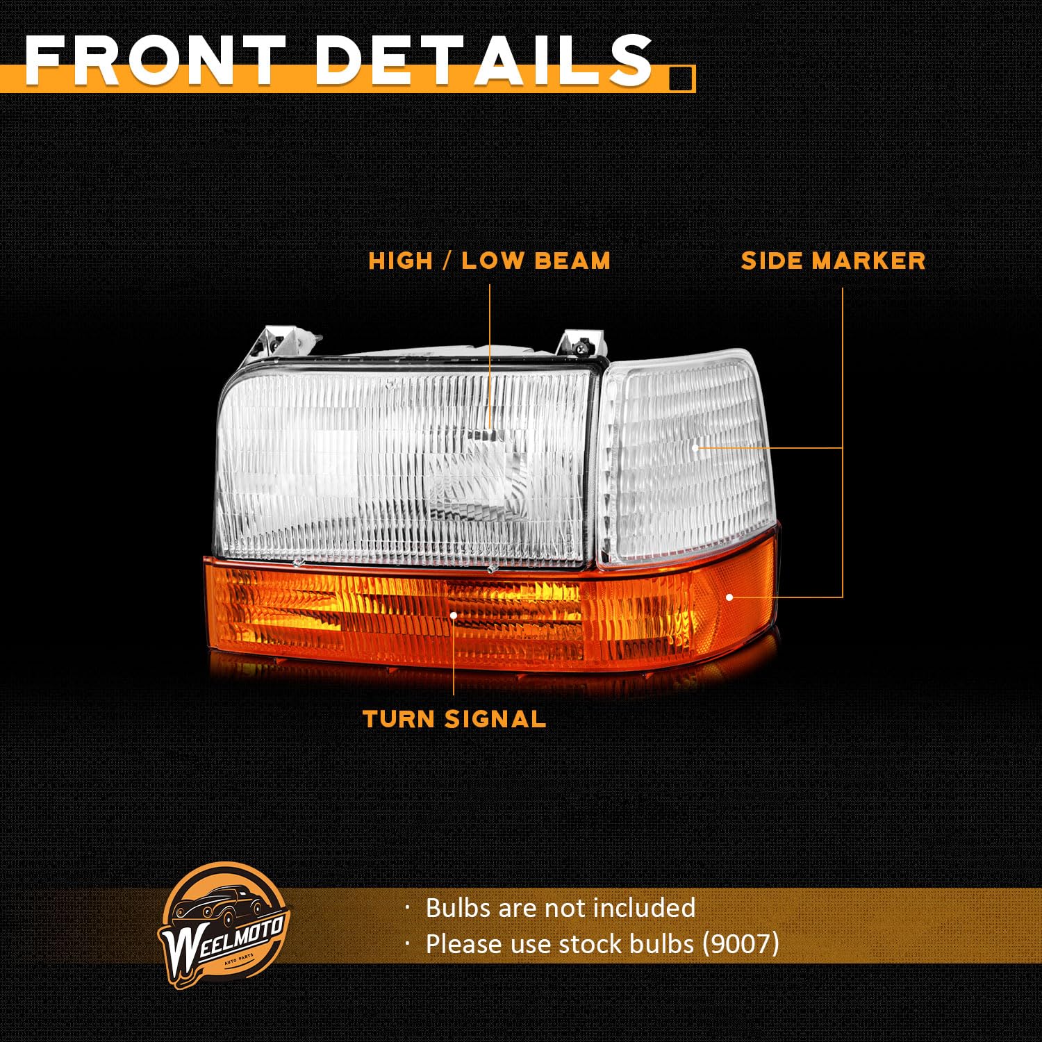 New Open-Box WEELMOTO Headlights for 92-97 Ford F-150Bronco Clear Lens DOT