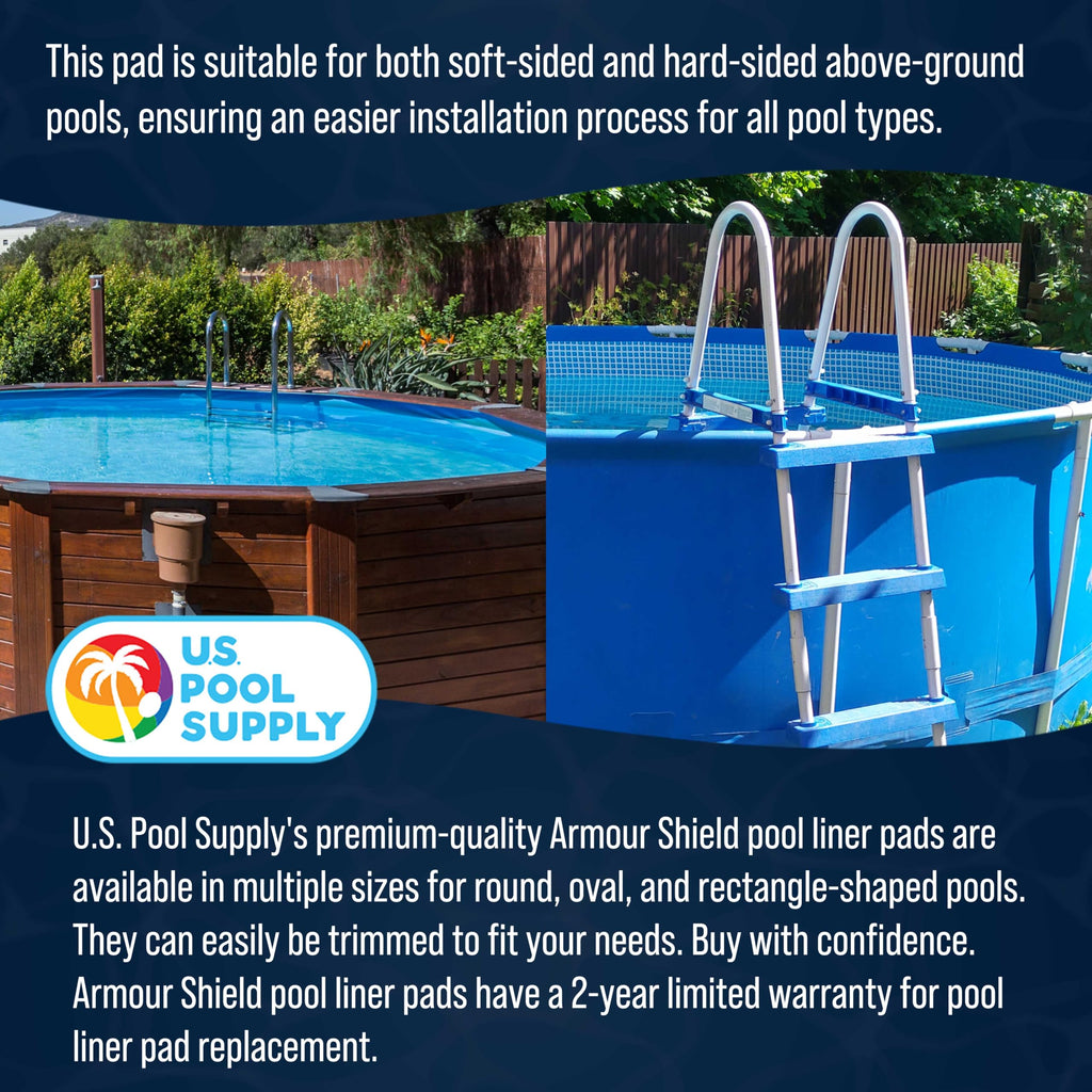 U.S. Pool Supply Ground Shield 21-Foot Round Heavy Duty Pool Liner Pad for Above Ground Swimming Pools - Protects Pool Liner, Prevents Punctures, Weed Barrier, Eco-Friendly Fabric - Extends Liner Life Retail $99.00
