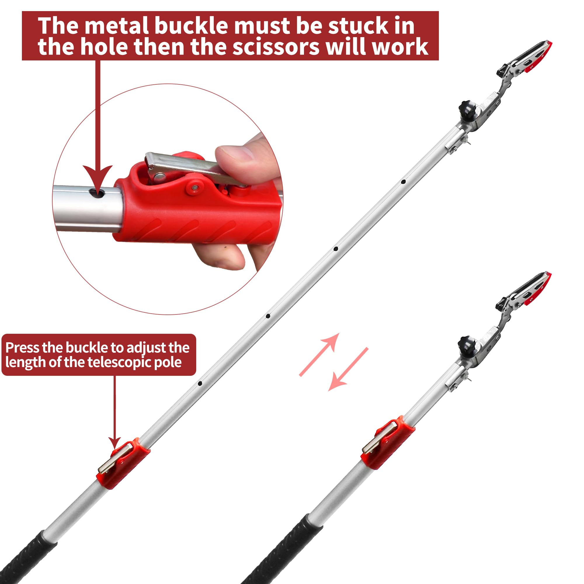 Garden Telescopic Pole Pruner 3.67-5.45 FT Extendable with Cut  Hold - Silver