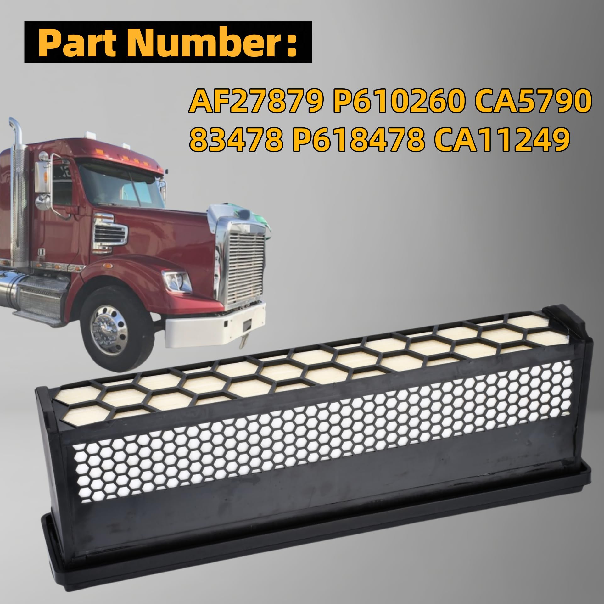 PAGOTORTAUS High Flow Engine Air Filter Compatible with Freightliner Cascadia 2008-2017,122SD 2014-2016,Coronado 2010-2016 Replaces AF27879 CA5790 83478 P618478 CA11249 LAF6260 Retail $59.00
