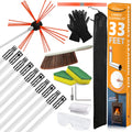 Chimney Cleaning Kit with 10 Flexible Rods Brush - 33ft Black
