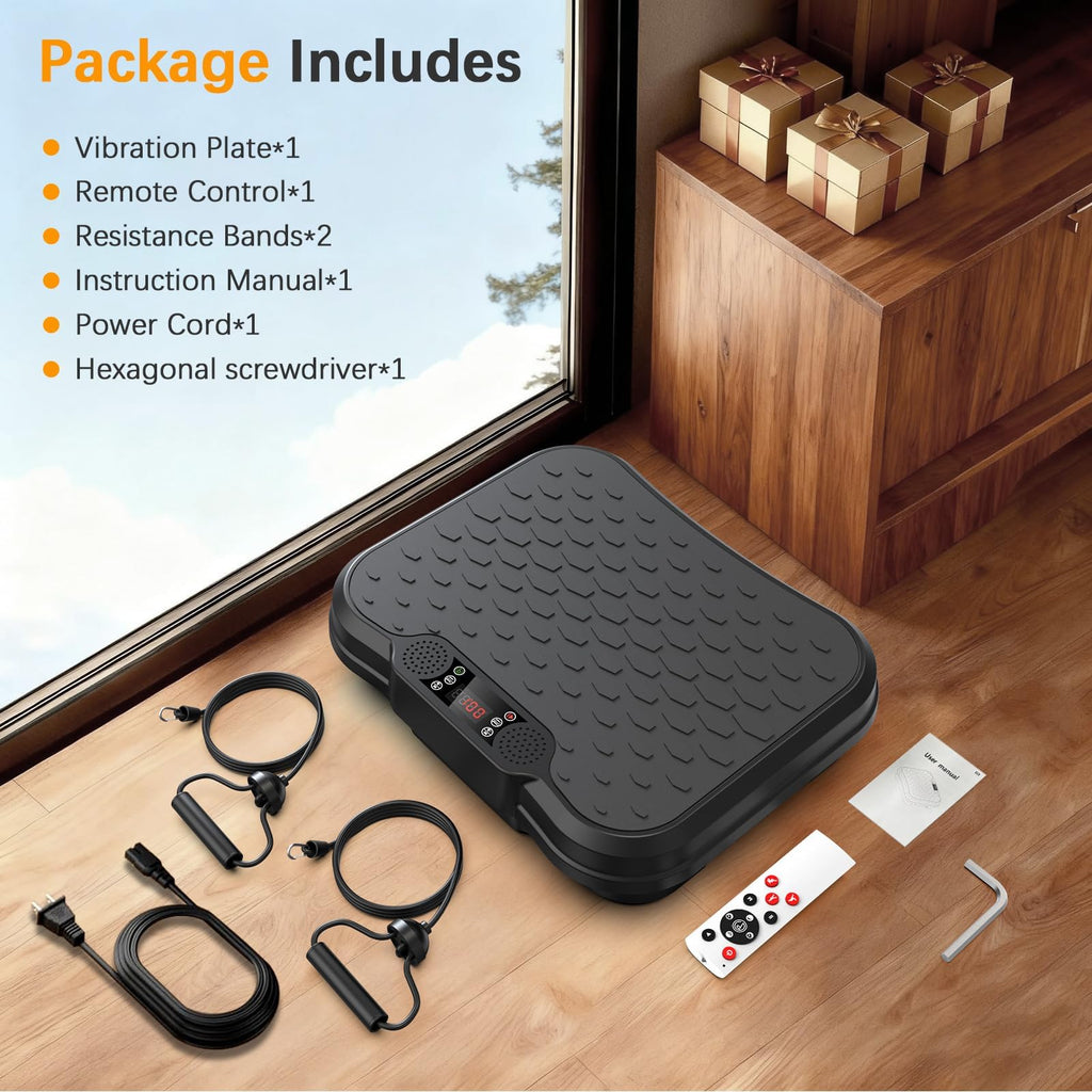 Black Vibration Plate Exercise Machine 250 Speeds 500 lbs Capacity Full Body Workout