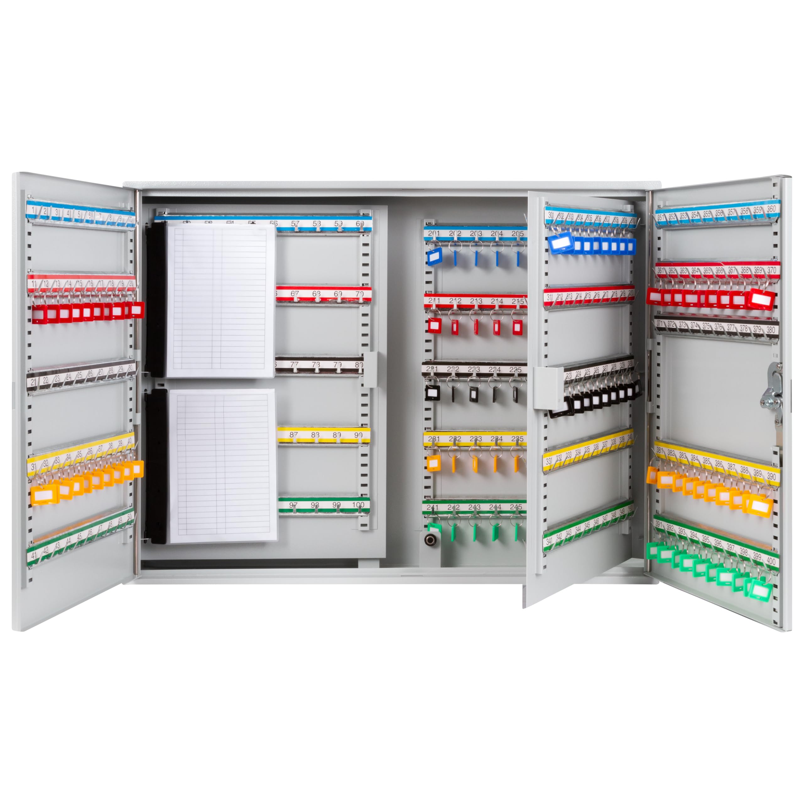 Durabox 400 Position Steel Key Cabinet - Organize and Secure Key Storage Lock Box with Numbered Hooks and Tags for Valets, Hotel, Office, Car Dealerships and More (K400) (Light Grey) Retail $249.00