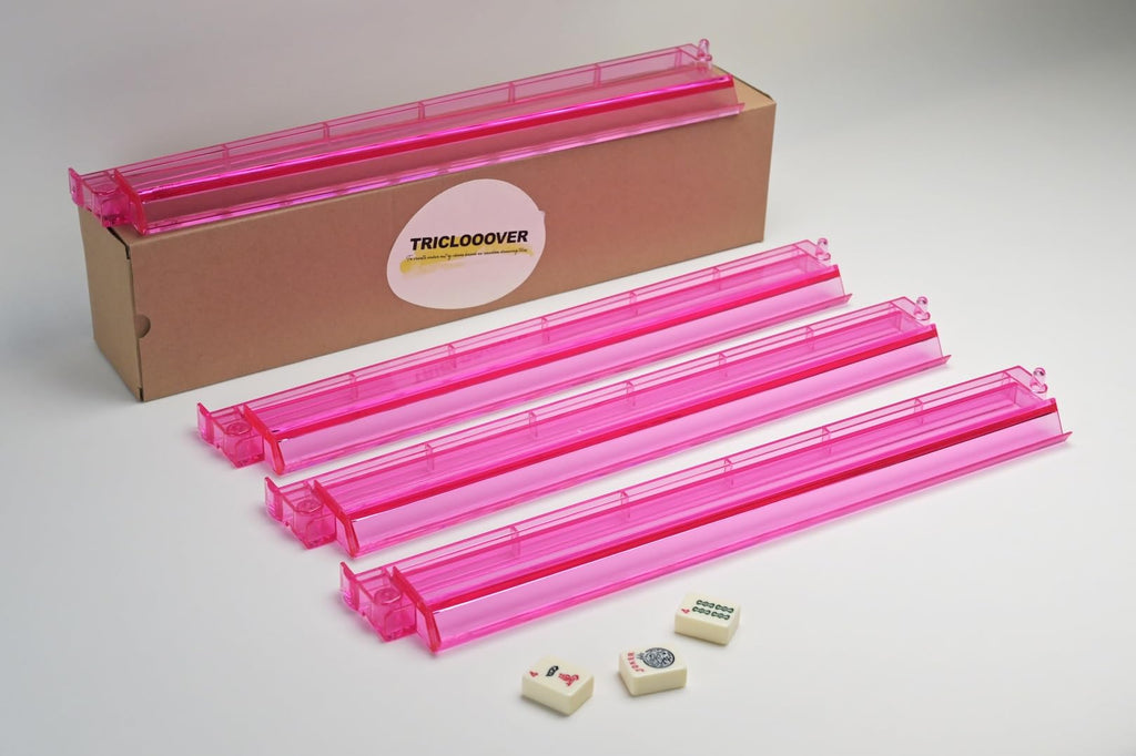 Pink 18.5 Mahjong Tile Racks 4 Pcs