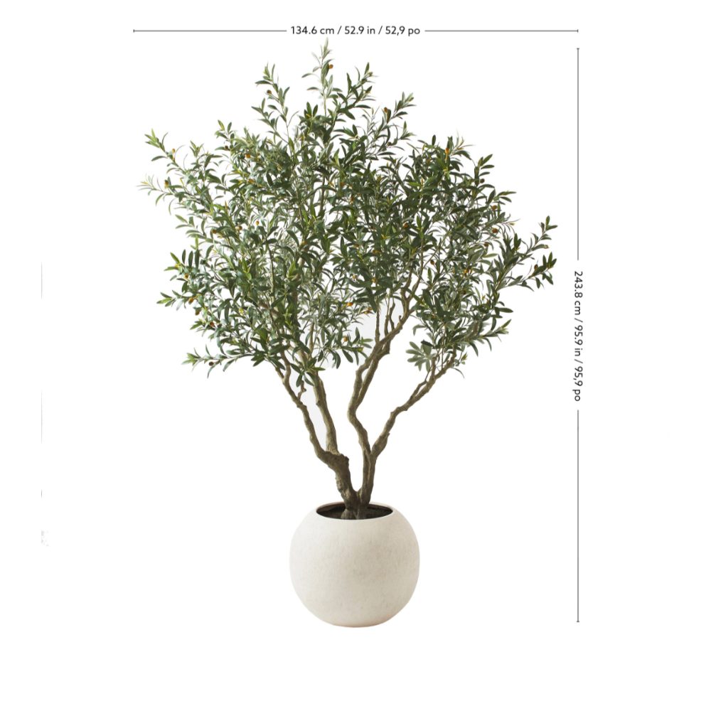 Artificial Olive Tree 95.5 Inch Tall Green with White Pot