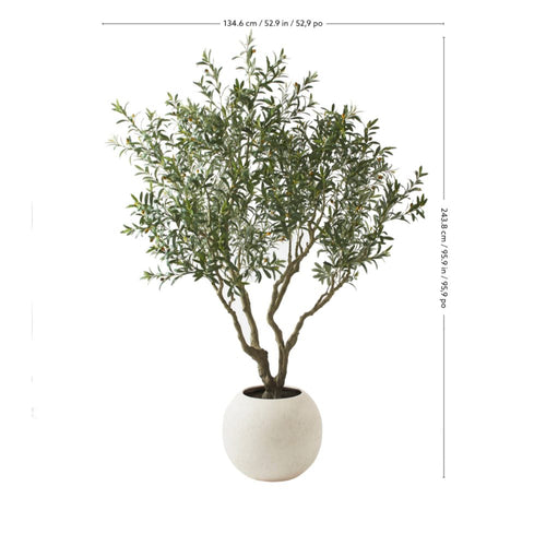 Artificial Olive Tree 95.5 Inch Tall Green with White Pot