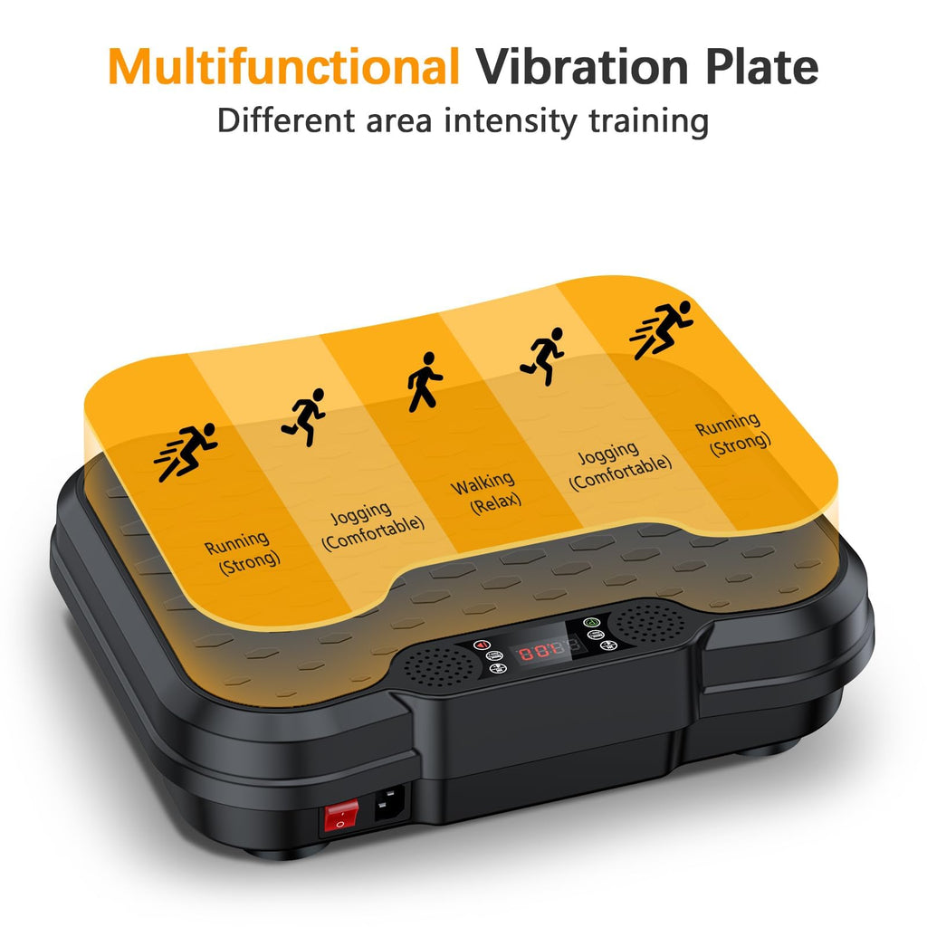 Black Vibration Plate Exercise Machine 250 Speeds 500 lbs Capacity Full Body Workout