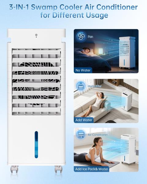 Portable Air Conditioners, Swamp Cooler Portable AC Unit for Room, Windowless Cooling Fan That Blow Cold Air w/Remote 5L Tank 12 Speeds 9H Timer, Evaporative Air Cooler for Bedroom Garage (White) Retail $92.00