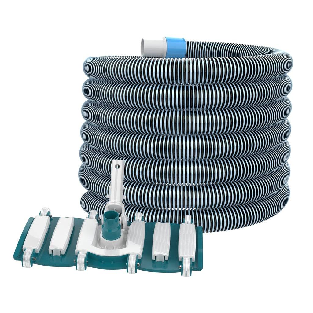 5 x 30ft Swimming Pool Vacuum Hose Kit with Weighted Rotatable Head  Wheels