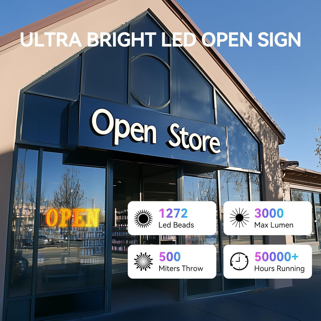 LED Open Sign for Business 48x16 Multi-Color with Smart App  Remote Control
