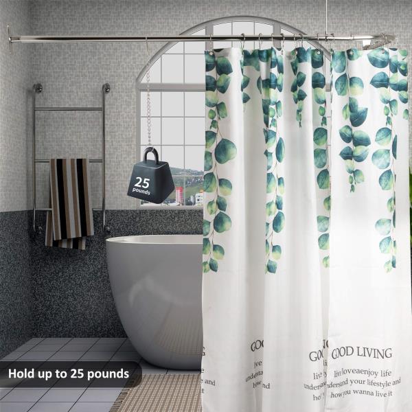 L Shaped Shower Curtain Rod Fits up to 62 Inches Long and 27 Inches Wide Chrome Plated