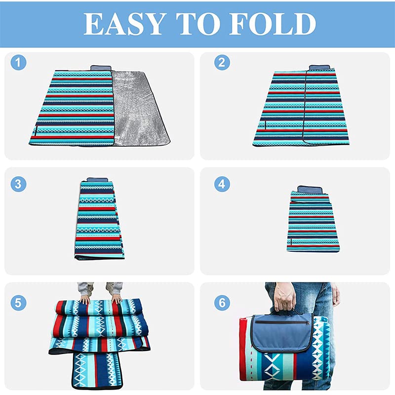 Extra Large 3-Layered Waterproof Sandproof Picnic Outdoor Blanket 79x79 inch