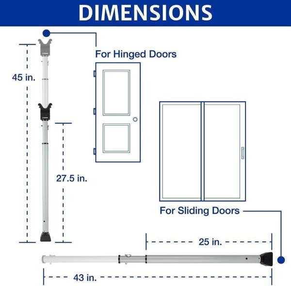 BRINKS Portable Alarm Door Security Bar, Adjustible Length Door Jammer Retail $54.00
