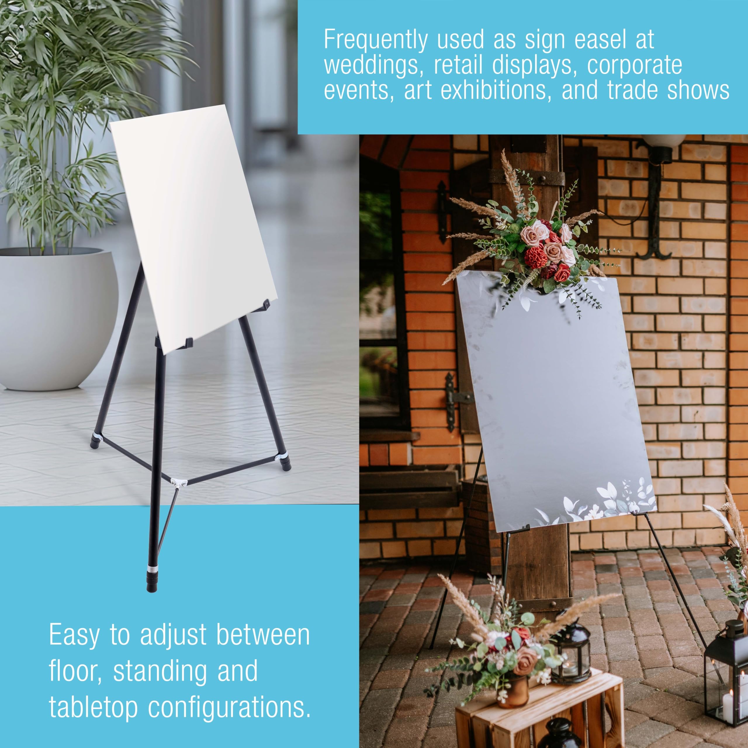 New As-Is U.S. Art Supply 66 Black Metal Adjustable Portable Art Easel Holds 25 lbs Retail $33.00