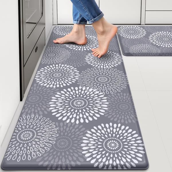 Cushioned Anti-Fatigue Kitchen Floor Mat 0.40 Thick Grey