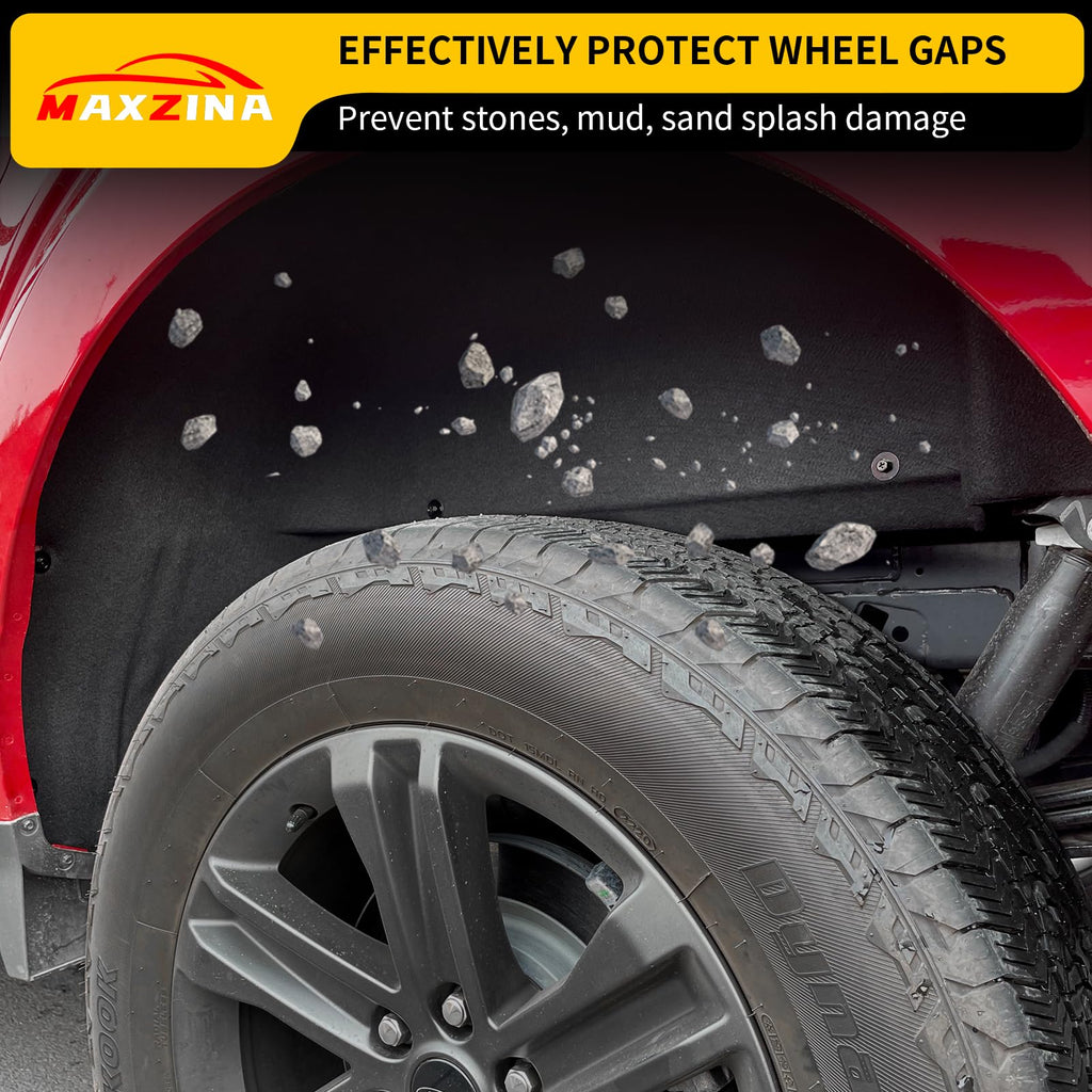 '-2025 Ford F-150 Rear Wheel Well Liners Black Mud Guards