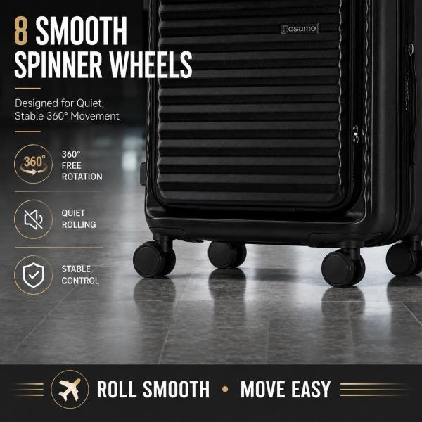 3-Piece Expandable Luggage Set with 20-Inch Front Opening Hardside Suitcase and TSA Lock