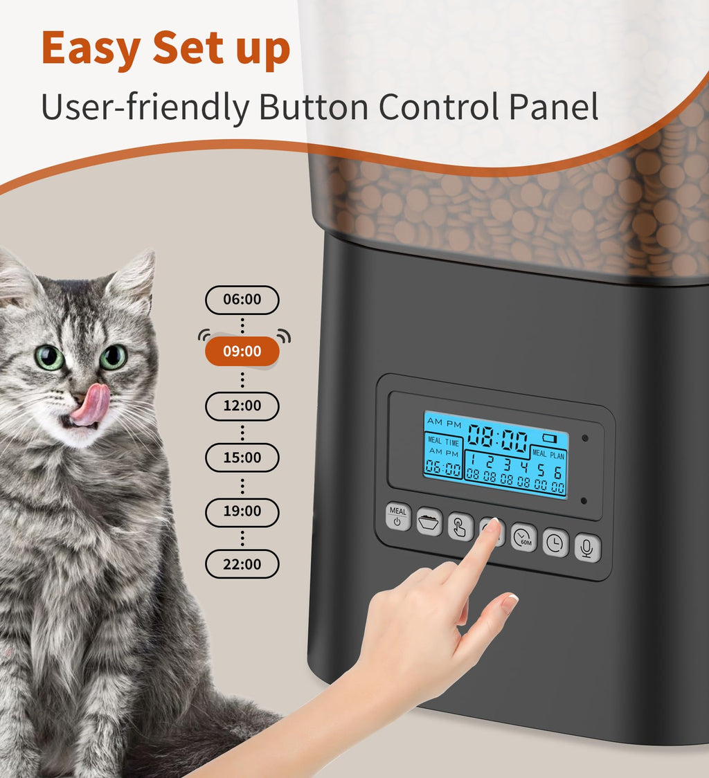 Automatic Cat Feeder 3.5L with Dual Food Bowls Black