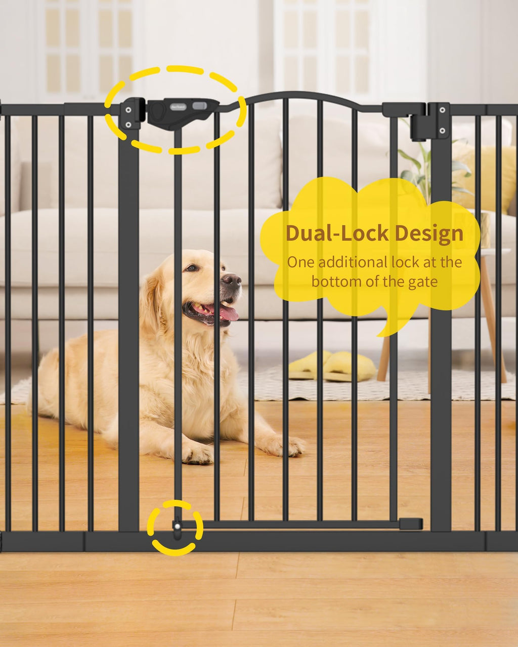 Baby Pet Gate for Stairs Doorways Hallways 29-39.6 Wide 30 Tall Black Pressure Mounted