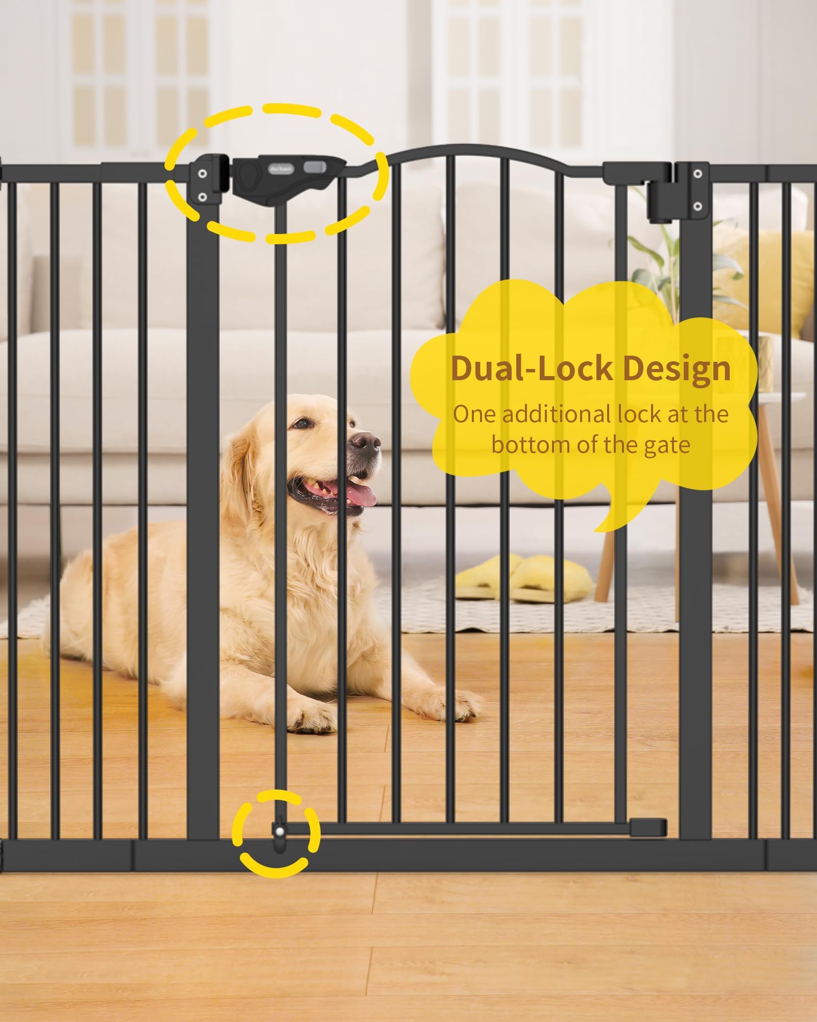 Baby Pet Gate for Stairs Doorways Hallways 29-39.6 Wide 30 Tall Black Pressure Mounted