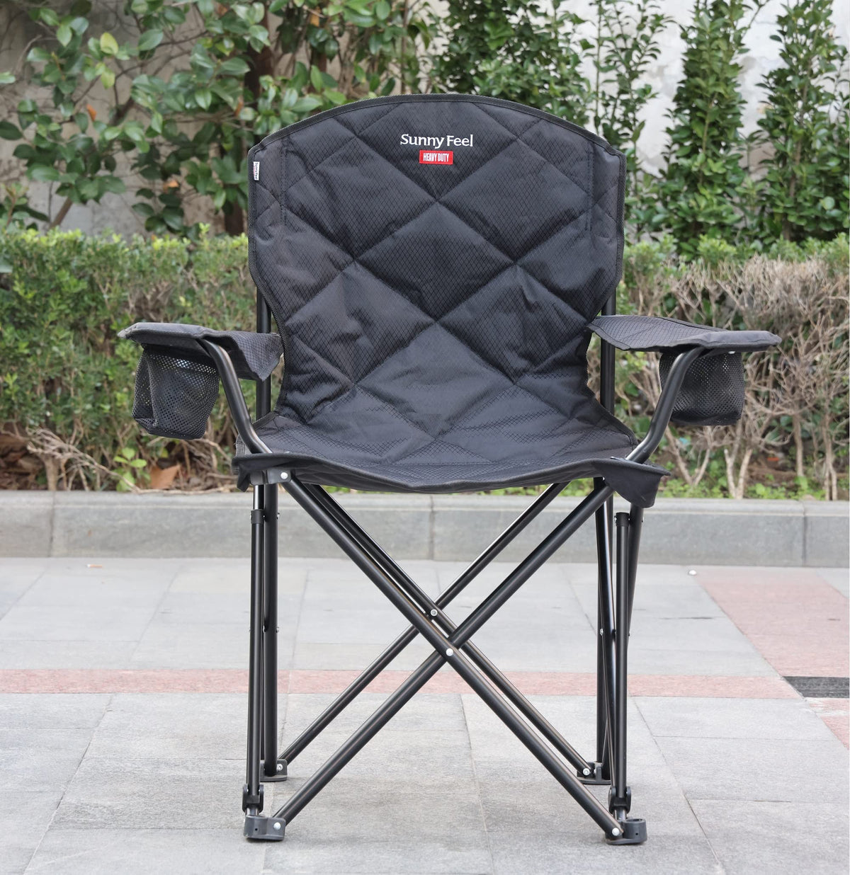 Open-Box New SUNNYFEEL XXL Oversized Folding Camping Chair - 800 LBS Capacity Carbon Black