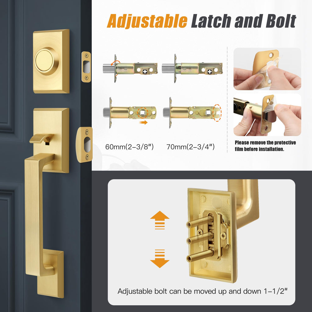 Open-Box New Gaurqiah Heavy Duty Double Front Door Lock Set with Deadbolt - Satin Brass
