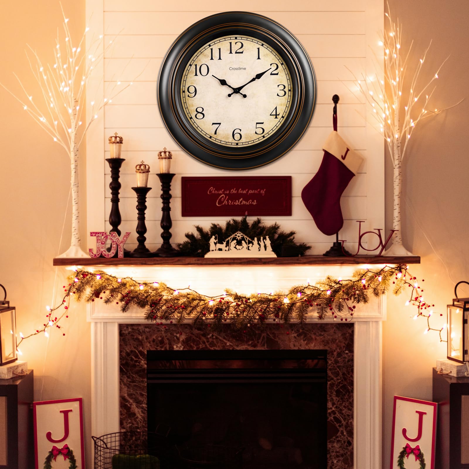 Crosstime 18 Inch Vintage Large Wall Clock for Living Room Decor,Battery Operated Silent Non-Ticking Retro Classic Clocks for Kitchen Fireplace Home Office,House Warming Gifts,Bronze Retail $37.00