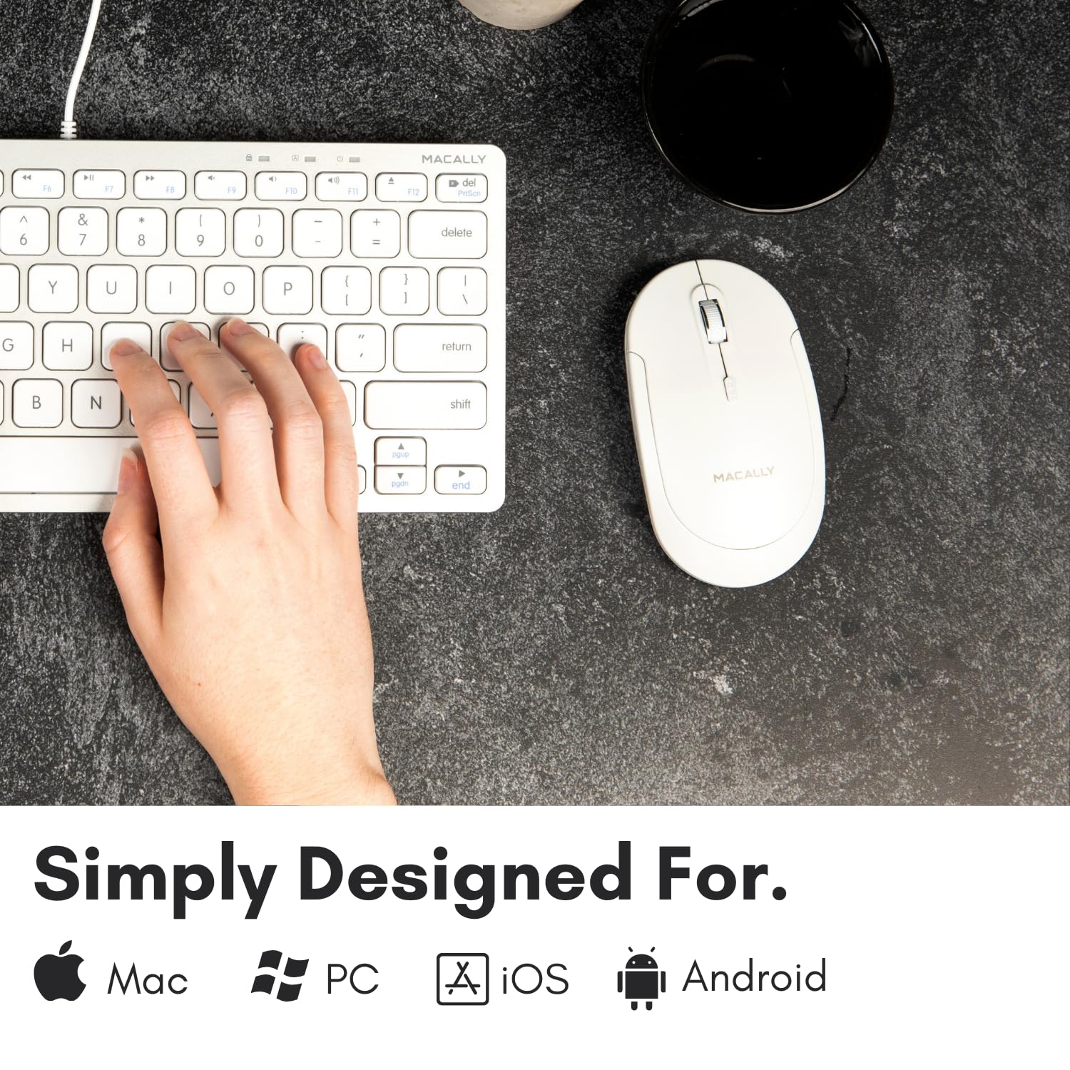Open-Box New Macally White Slim Bluetooth Quiet Click Rechargeable Mouse Retail $29.00