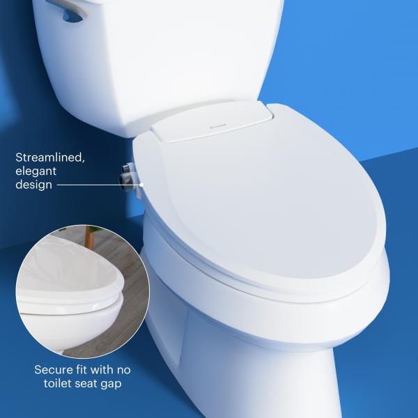 Brondell Swash Ecoseat Non-Electric Bidet Toilet Seat for Elongated Toilets Dual Nozzle White