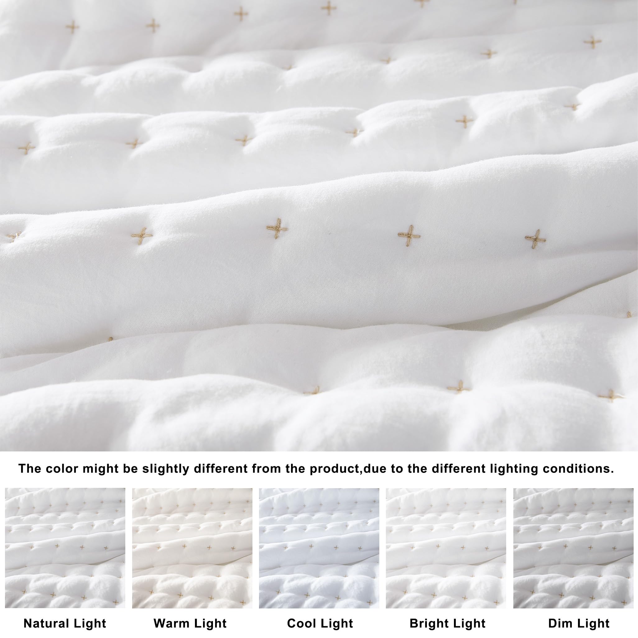 As-Is WDCOZY White Queen Size Lightweight Soft Quilt Bedding Set with Shams 3 Pieces Retail $44.00