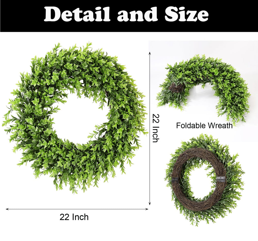 Real Touch Artificial Boxwood Wreath Green 22-23 Diameter