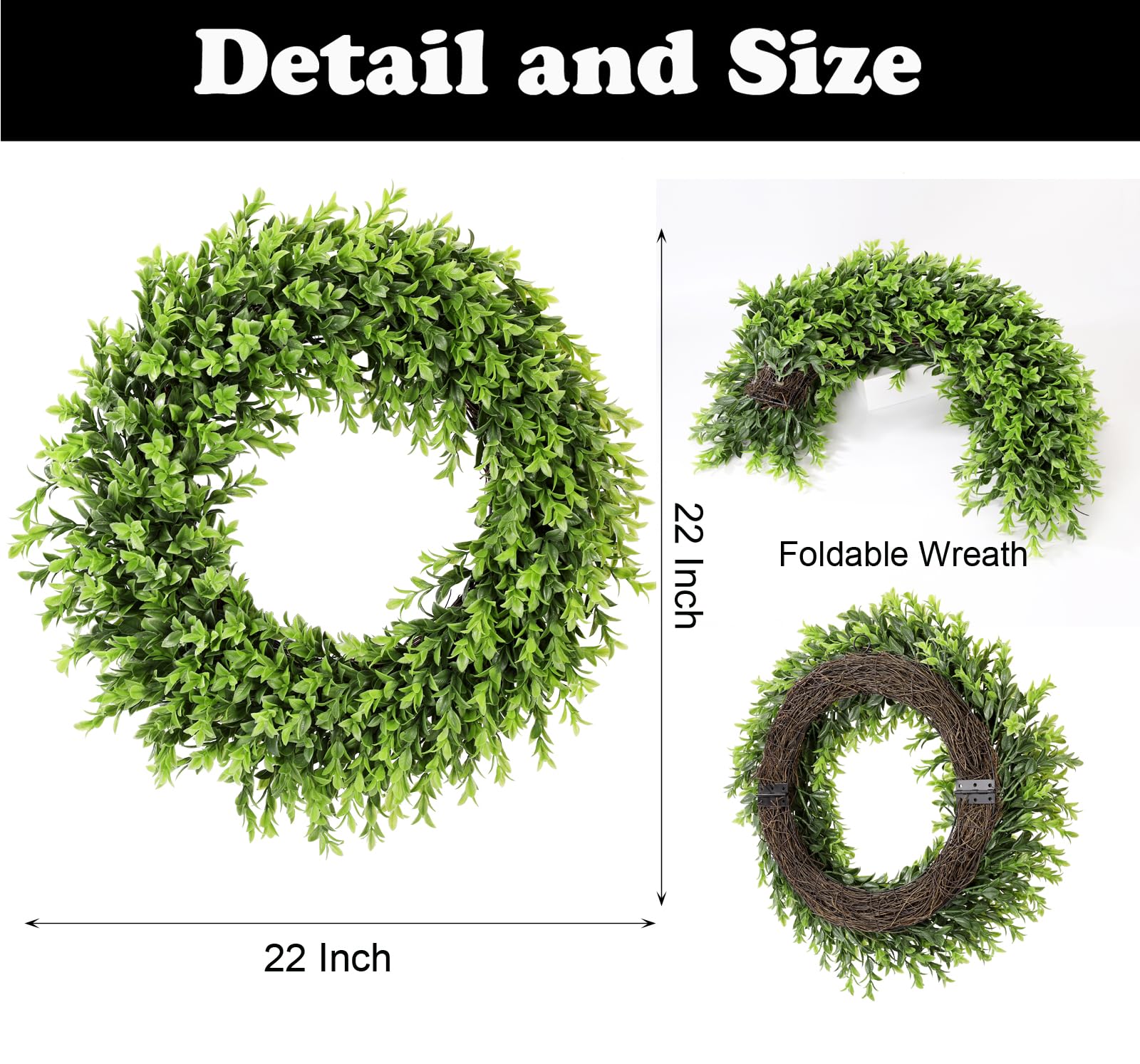 Real Touch Artificial Boxwood Wreath Green 22-23 Diameter