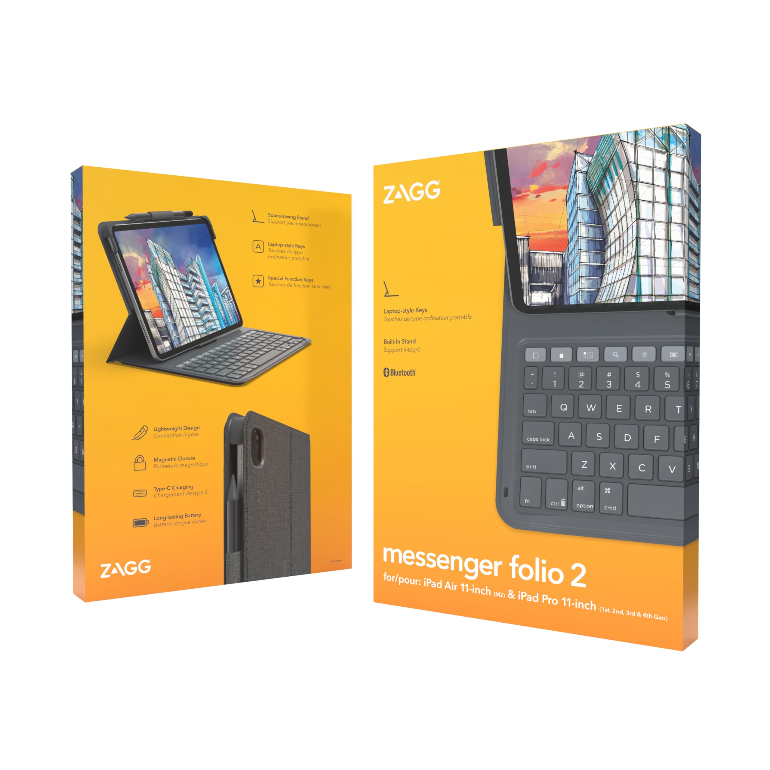ZAGG Messenger Folio 2 Keyboard Case - Laptop-Style Keys for iPad AirPro 11  Air 10.9 Grey
