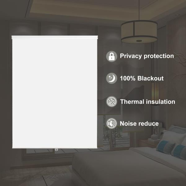 White Fabric Cordless Blackout Roller Shade 35 x 75 for Window