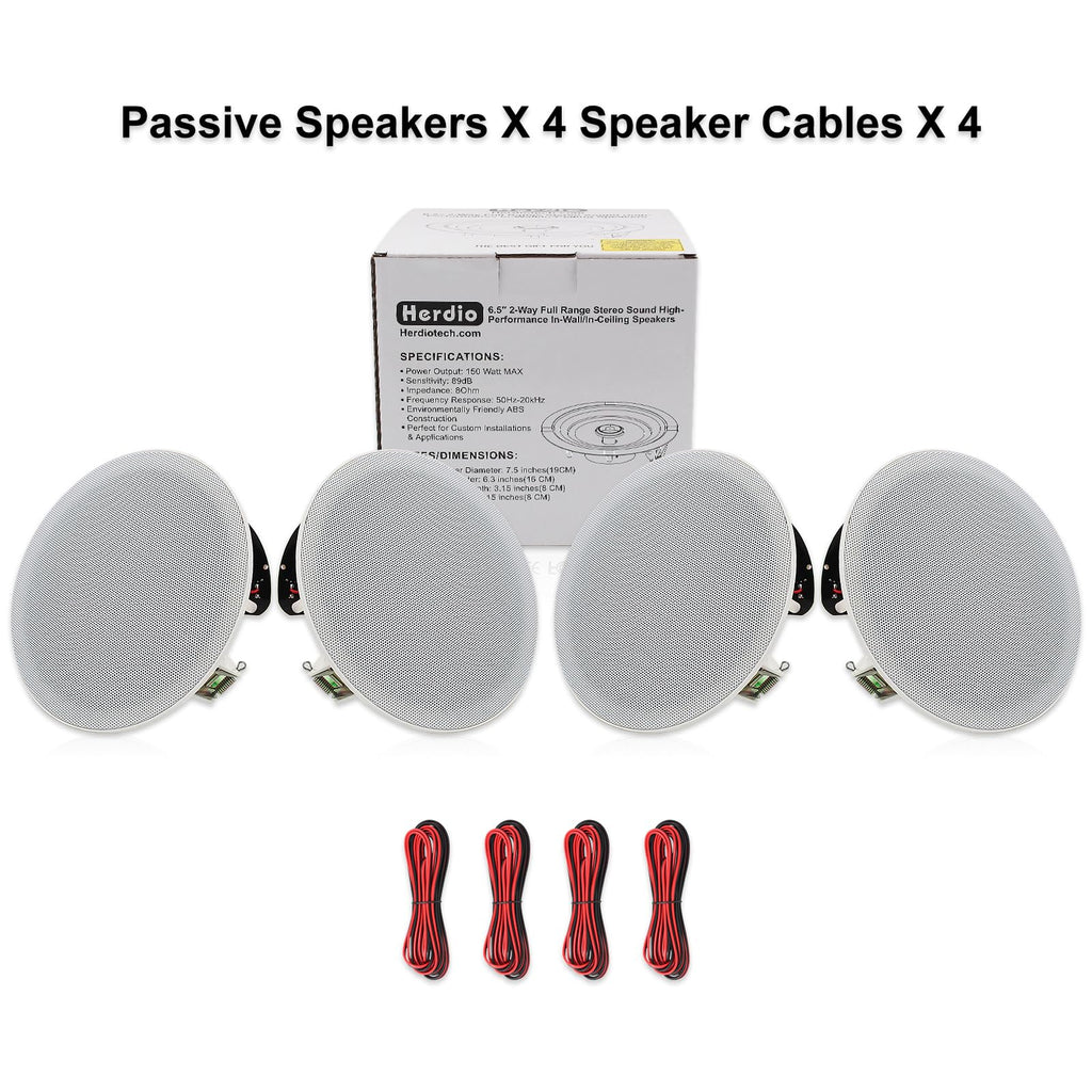 Open-Box New Herdio 6.5 In-Ceiling 4-Pack 600W Peak Power White Home Speakers