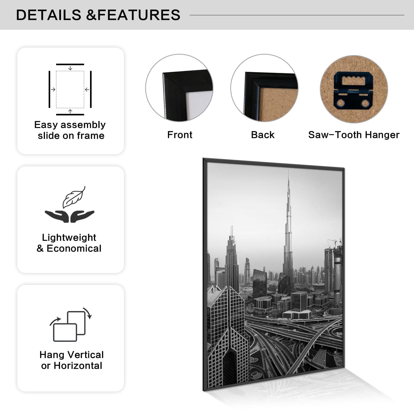 Boarding 22.375X34 Poster Frame 4 Pack, Scratch-Proof Picture Frames for Wall Gallery, Slide-In Strips,Photo Frame 22.375 by 34 for Horizontal or Vertical Wall Display, Black Retail $55.00