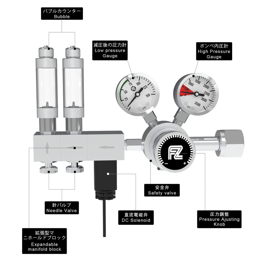 Aquarium Pro Series Dual Stage CO2 Regulator DC Solenoid Precision Needle Valve Retail $135.00
