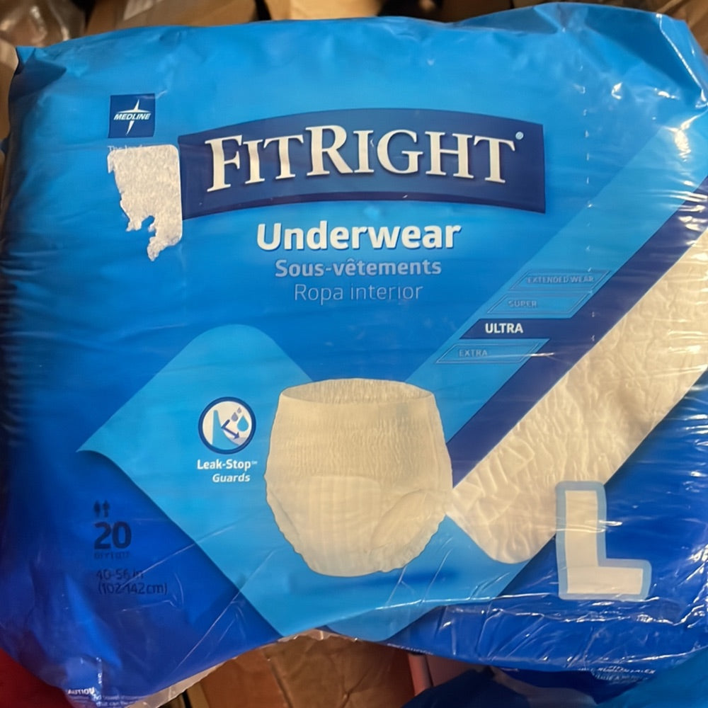 FitRight Ultra Protective Incontinence Underwear Heavy Absorbency Large 40-56 White 20 Count
