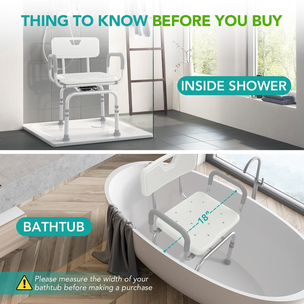 Open-Box New RUIERS 360 Swivel Adjustable 400lb Shower Chair - White Retail $79.99