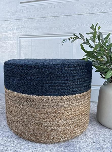 Scandilivin Homes Pouf Ottoman 100% Jute Braided Pouffe (20"x20"x10")