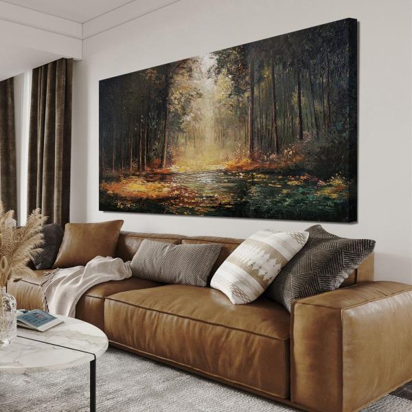 Large Canvas Wall Art Yellow Forest Landscape 29x58