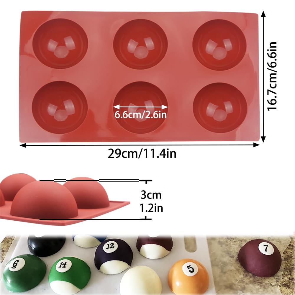 Pack of 6 Holes Hot Chocolate Bomb Silicone Dome Mold 2.55 Diameter