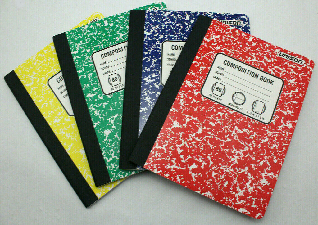 As-Is Unison Composition Notebook 4-Pack - Wide Ruled 9.75x7.5 80 Pages - Red