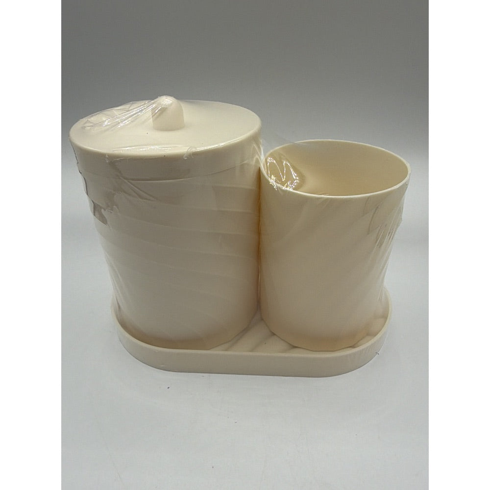 Beige Bathroom Accessory Vanity Organizer Set