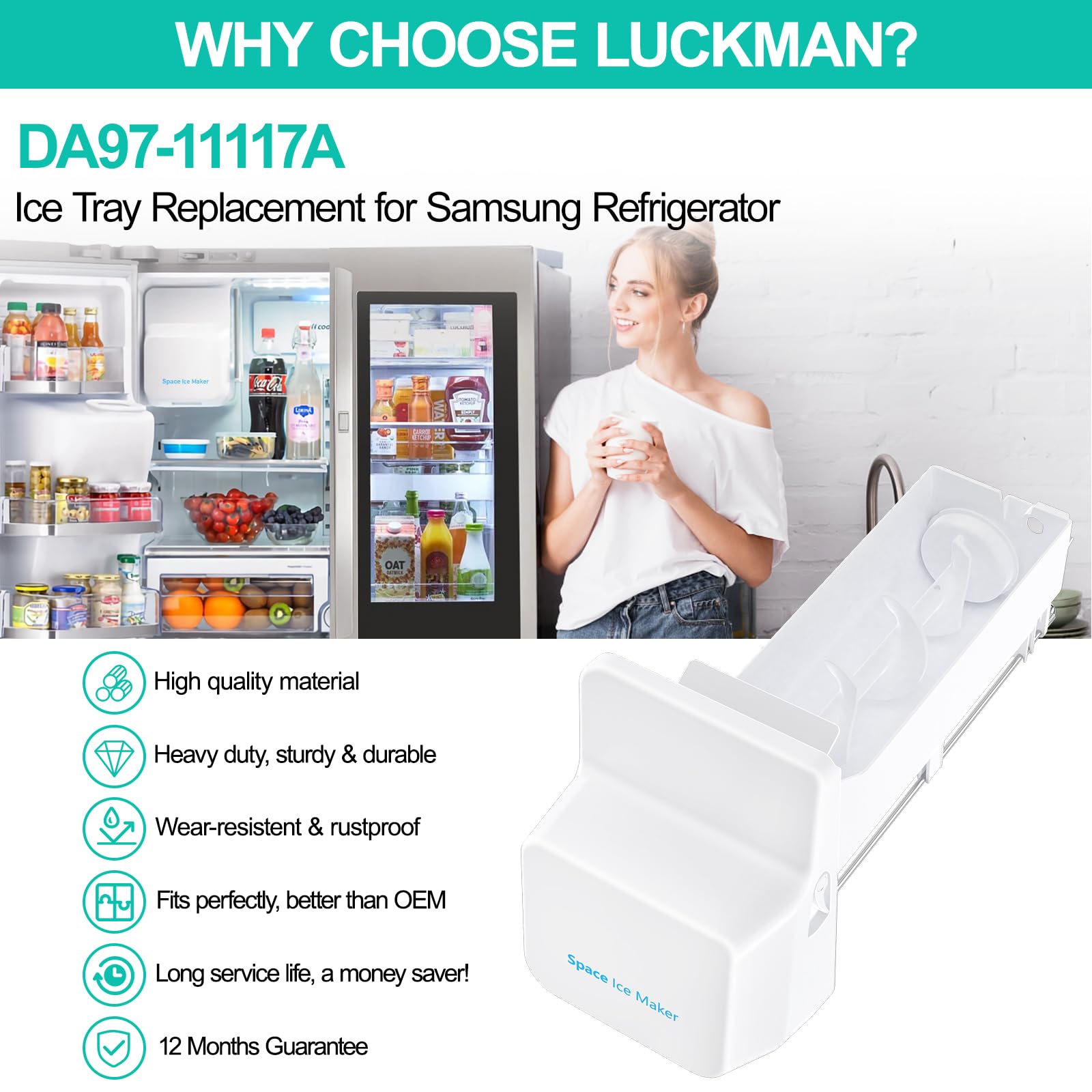 New As-Is Luckman DA97-11117A Ice Bin Replacement for Samsung Refrigerators. Retail $94.00